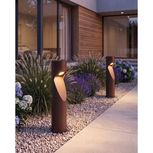 Beliani Outdoor LED Bollard Lamp CAROI Brown 1