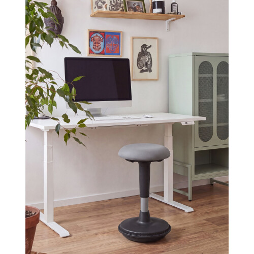 Beliani Wobble Stool ESTELL Fabric Grey 1