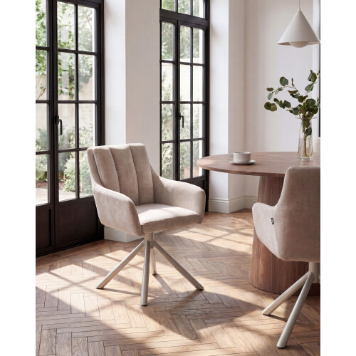 Beliani Set of 2 Dining Chairs SARDOAL Fabric Beige 2