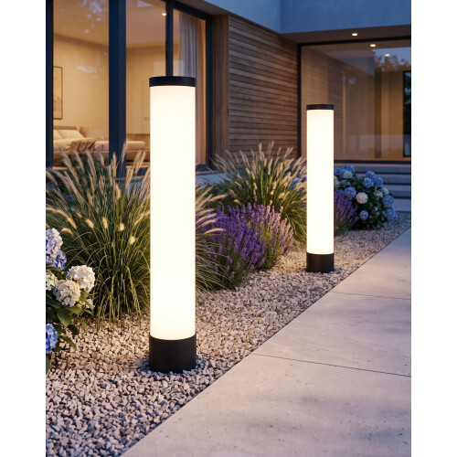 Beliani Outdoor LED Bollard Lamp MANOL Black 1