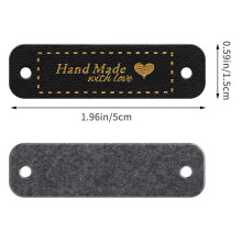 180Pcs Handmade PU Leather Tags Faux Leather Sew Labels Embellishment Knit Accessories with Holes for DIY Crafts