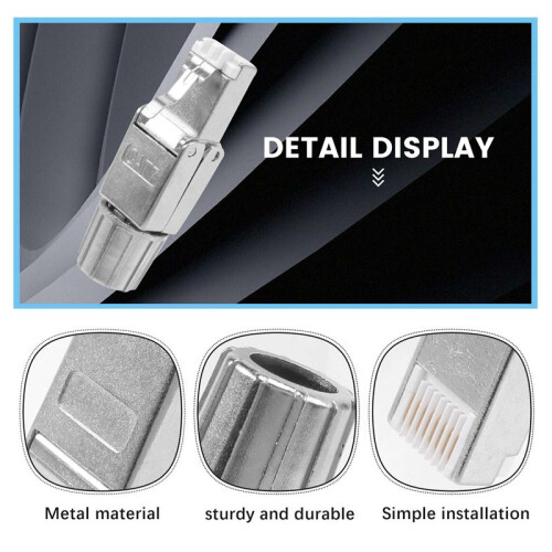 2 Pcs for RJ45 CAT7 Connectors Tool Free Shielded Toolless Modular Network Plug for Installation Cable 2
