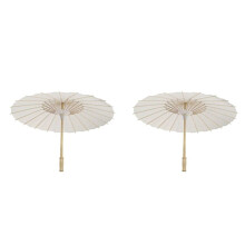 2X Paper Parasol Beach Umbrella White DIY Umbrella Photography Props for Baby Shower Partys Wedding 60cm/23.6inch