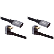 2X 5A Extension Cable Type C Male to USB C Female PD100W Fast Charging Cable Extender 90 Degree U Shape USB C Cable