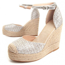 (Plateado, 39) Montevita Luca 87291 Damen-espadrille-keilschuh