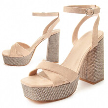(Beige, 39) Damen-sandalen Mit Absatz. Montevita Festsand8 88528