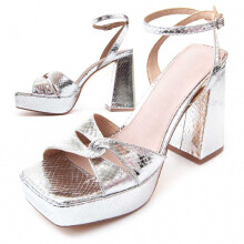(Silber, 40) Trendige Sandale Mit Absatz Für Damen. Montevita Fiamma7 83188