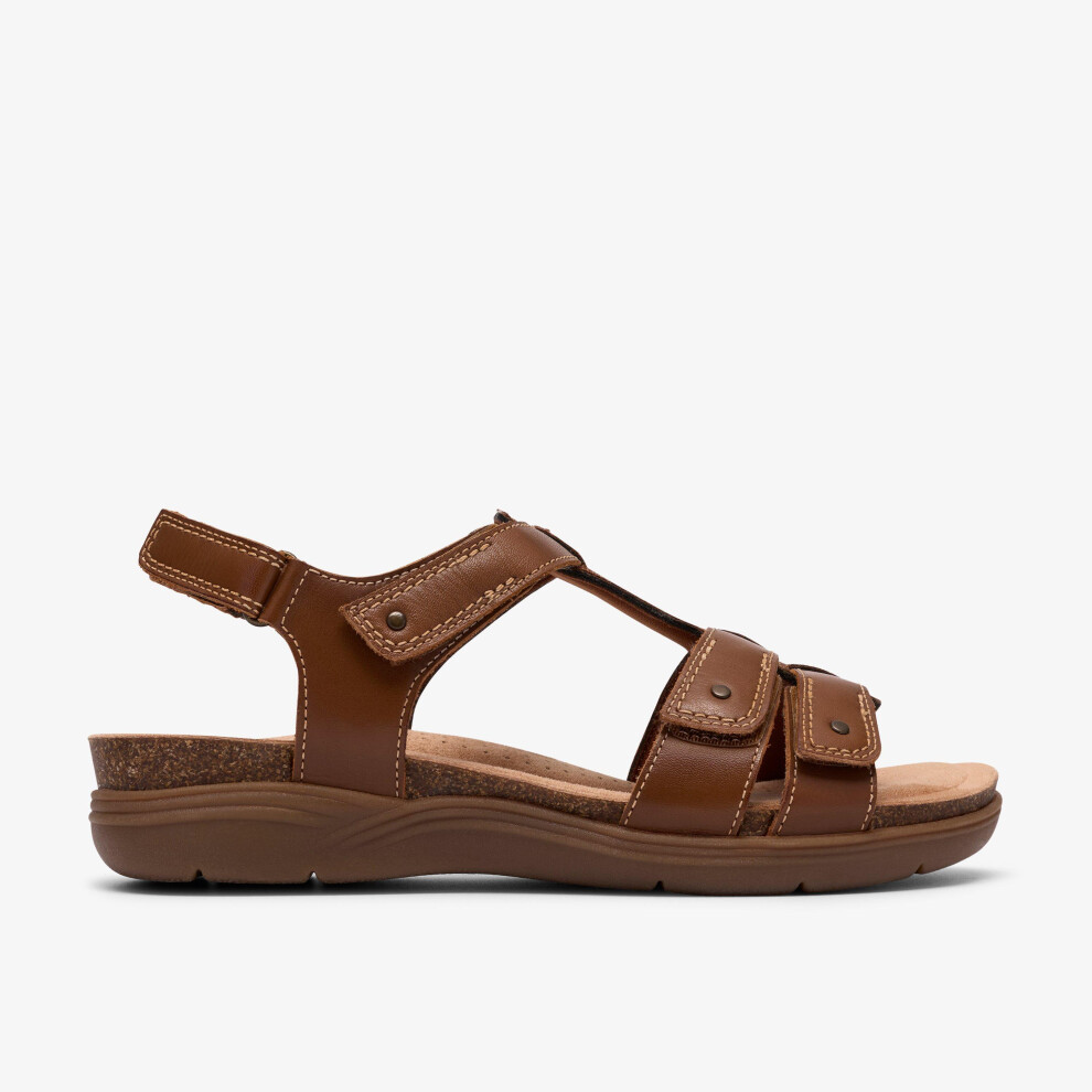 Clarks (Wide, 4 (Adults')) April Cove Dark Tan Lea