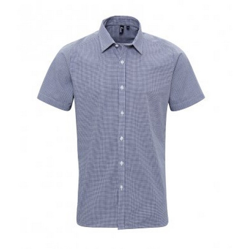 Premier (3Xl, Navy/White) Mens Gingham Short Sleeve Shirt