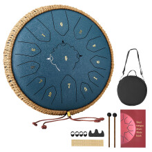 VEVOR Steel Tongue Drum, 12 in 13 Notes Rain Drum for Outside Garden, C Major Musical Drums with Music Book & Mallets, Percussion Instrument for Medi