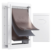 VEVOR Porta per Animali a 3 Ante per Muro, Telaio Metallico con Serratura, Porta Isolata ed Efficiente