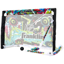 Franklin Sports NHL Kids Mini Hockey Set - Includes (1) Knee Hockey Goal, (2) Mini Sticks + (2) Foam Balls - Indoor Toy Youth Goal + Sticks Set - Graf