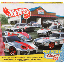 Hot Wheels Mattel 80th Anniversary 7-Pack Ride-On Toy Cars, Includes 7 Mini Cars, Ages 3 and up, Metal JHF01