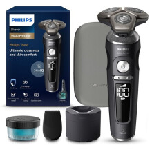 Barbeador elétrico Philips S9000 Prestige SP9840/32 - Preto e cinza - Carregamento rápido - Bateria de íons de lítio