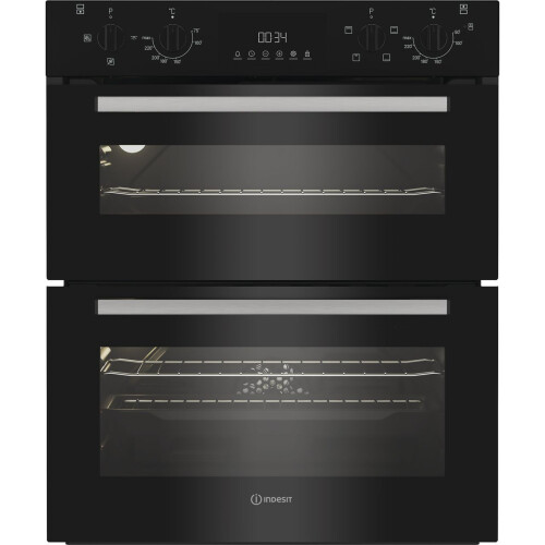 Indesit Indesit DUI 10D B Built Under 59cm Electric Double Oven Black A/A