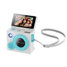 Flip Selfie Screen Thumb Camera 1080P HD Recorder Auto Focus Portable Portable Small Camera with Lanyard Cyan