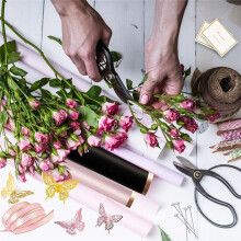 200 Stuks Bloemen Inpakpapier, 40 Vellen Waterbestendig Bloemen Inpakpapier, Zwart en Roze Bloemenboeket Inpakpapier