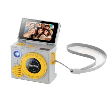 Flip Selfie Scherm Duim Camera 1080P HD Recorder Autofocus Draagbare Kleine Camera met Draagkoord Geel