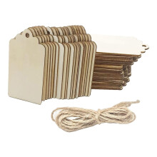 100 Pcs Wood Tag, 2.7 x 1.5 Inch Unfinished Wooden Tags with Hole,for Hanging & Wedding Decor, Projects