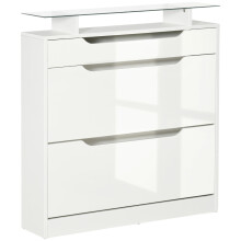 White Shoe Storage Cabinet with Slide-Out Drawer