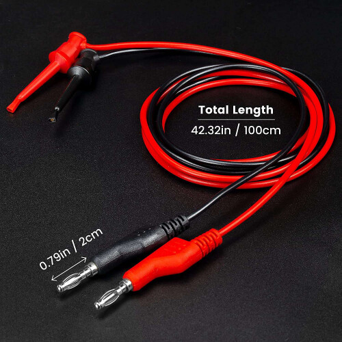 5PCS Test Hook Wire Stackable Banana Plug to  Grabber Multimeter Test Lead Set Flexible Wire Leads 500V/5V 39 Inch 2