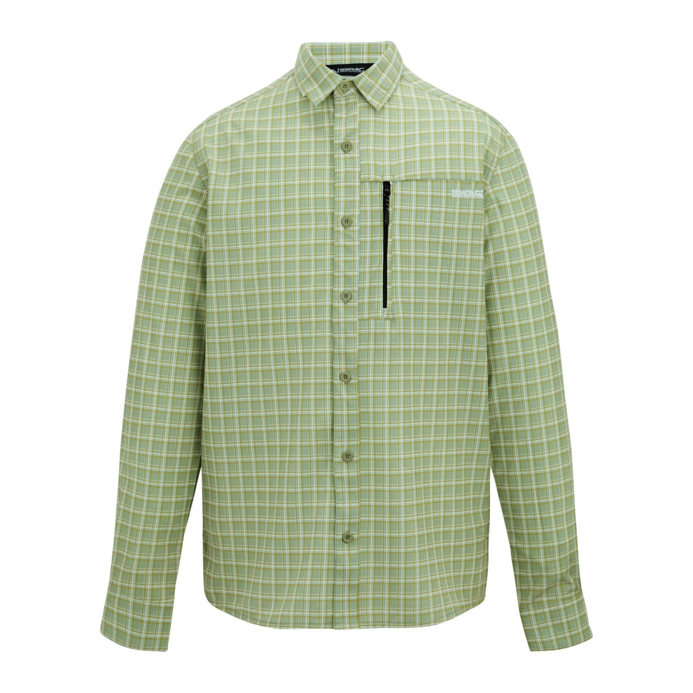 Regatta (Xxl, Light Sage) Mens Checked Insect Repellent Travel Shirt