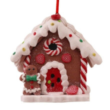 Christmas Theme LED Pendant Gingerbread Light House Soft Pottery Hanging Tree Home New Year Party Decoration A