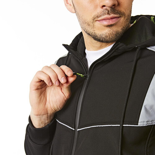 Lee Cooper (L, Black) Lee Cooper Mens Reflective Hooded Jacket 2