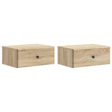 vidaXL Wall-Mounted Bedside Cabinet 2 pcs Sonoma Oak 49 x 34.5 x 20 cm