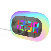 Réveil Numérique LED Coloré pour Chambre à Coucher, Miroir RVB, Réveil Numérique avec Touche Snooze et Veilleuse RVB