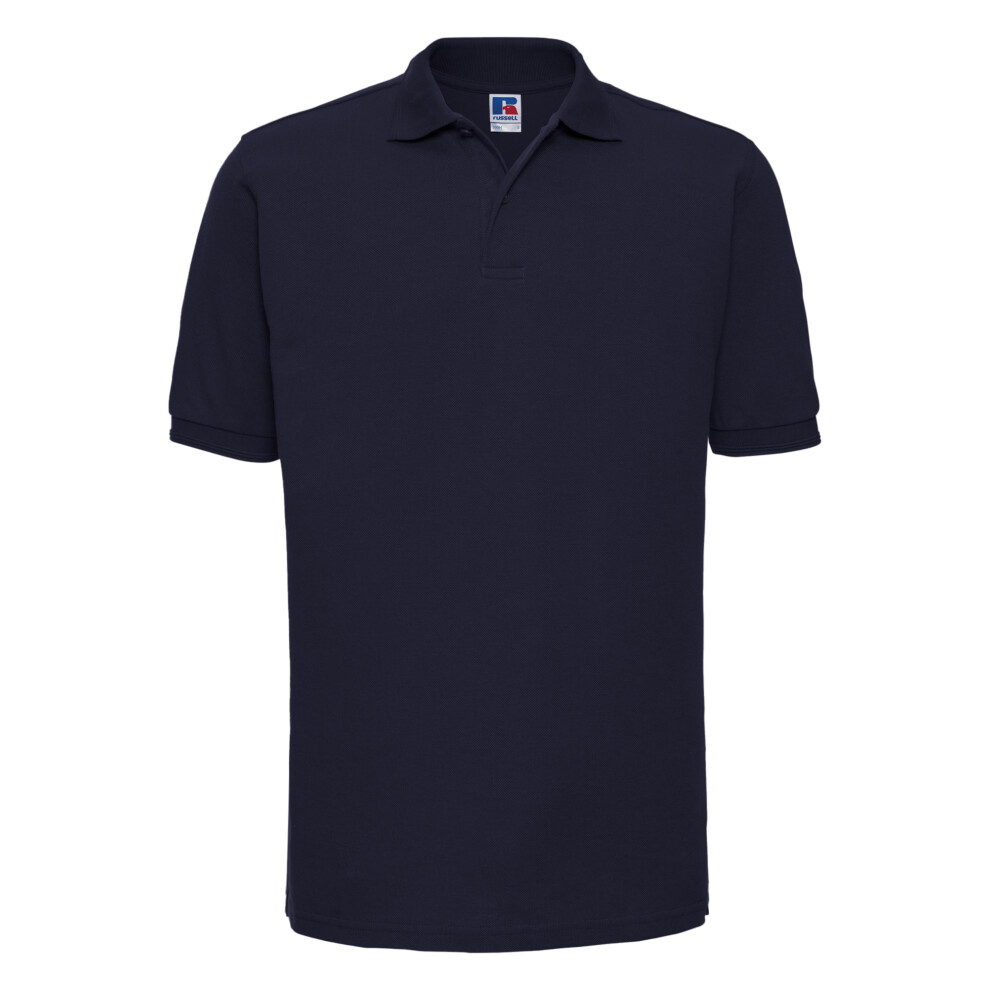 Russell (S, French Navy) Mens Ripple Collar & Cuff Short Sleeve Polo Shirt