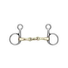 (6in, Brass/Silver) Shires Lozenge Horse Hanging Cheek Snaffle Bit