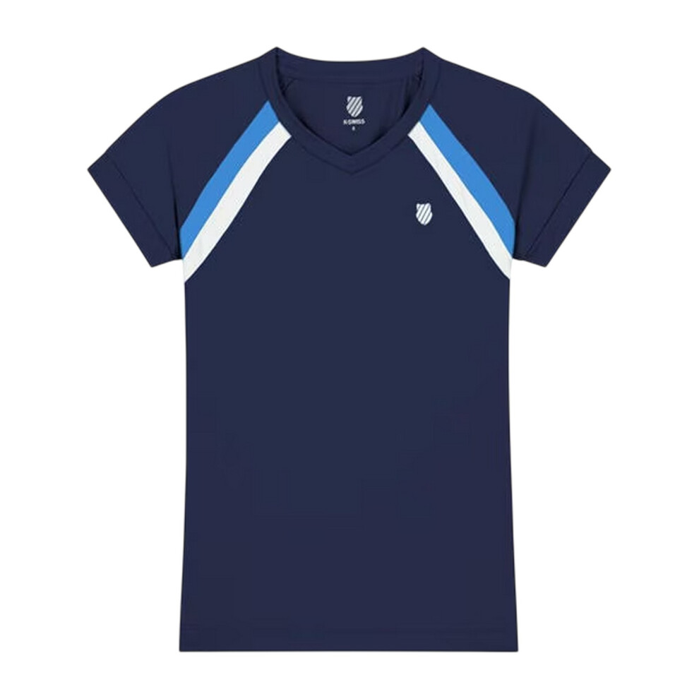 K-Swiss (12 Uk, Navy) Womens/Ladies Core V Neck T-Shirt