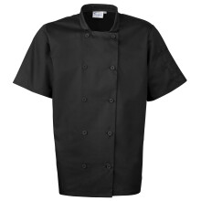 (XL, Black) Premier Unisex Short Sleeved Chefs Jacket / Workwear (Pack of 2)