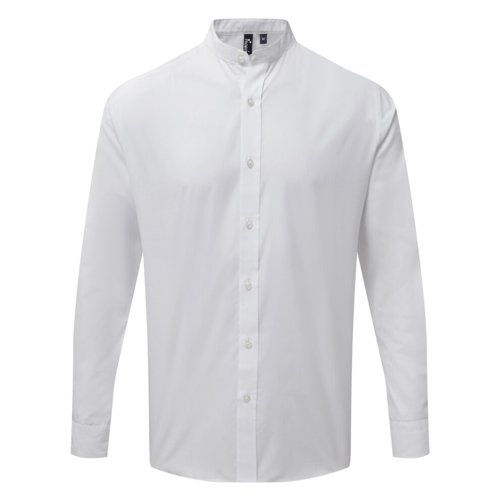 Premier (Xs, White) Adults Unisex Long Sleeve Grandad Shirt