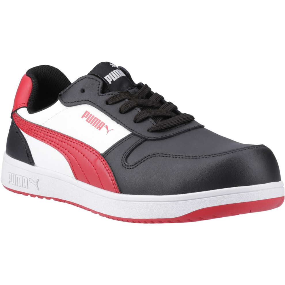 Photos - Safety Equipment Puma Safety Mens Frontcourt Leather Low Safety Trainers (11 UK, Black/White/Red)