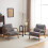 Modern Solid Wood Frame Upholstered Accent Chair w/ Lumbar Support Pillow 9