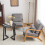 Modern Solid Wood Frame Upholstered Accent Chair w/ Lumbar Support Pillow 10