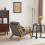Modern Solid Wood Frame Upholstered Accent Chair w/ Lumbar Support Pillow 21