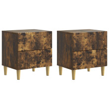 vidaXL Bedside Cabinet with Drawer 2 pcs Smoked Oak 43 x 34.5 x 48 cm