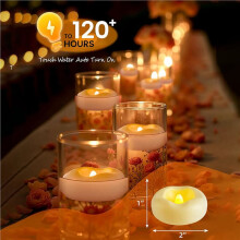 Lot de 24 Bougies Flottantes à LED de 5 cm, 200 Heures D'Éclairage, Sans Flamme, Activées par L'Eau, pour Décoration de Piscine et Mariage