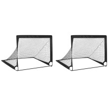 2X but de Football pour Enfants Noirs, but de Football D'Entraînement Mobile Pliable et Portable