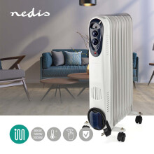 Siirrettävä Öljylämmitin | 800 / 1200 / 2000 W | 9 Lamellia | Säädettävä termostaatti | 3 Lämpöasetusta | Kaatumissuoja | Valkoinen