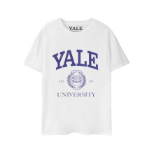 (L, White) Yale Unisex Adult Logo Short-Sleeved T-Shirt