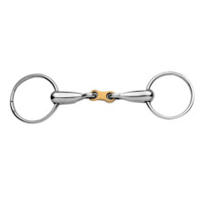 (5.5in, Silver) Korsteel Stainless Steel With Copper French Link Loose Ring Snaffle Bit
