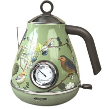 Bouilloire Électrique Rétro 1,7 L, 1850 W, Décorée à la Main, Arrêt Automatique, en Acier Inoxydable, Ébullition Rapide, Prise Européenne