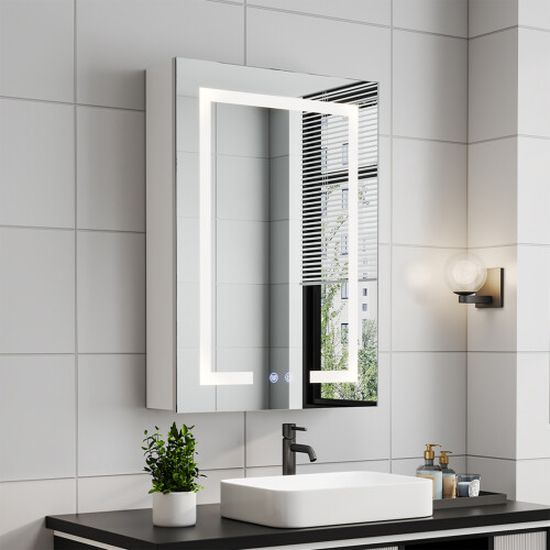 Living And Home Anti-Fog LED Mirror Cabinet with Touch Control