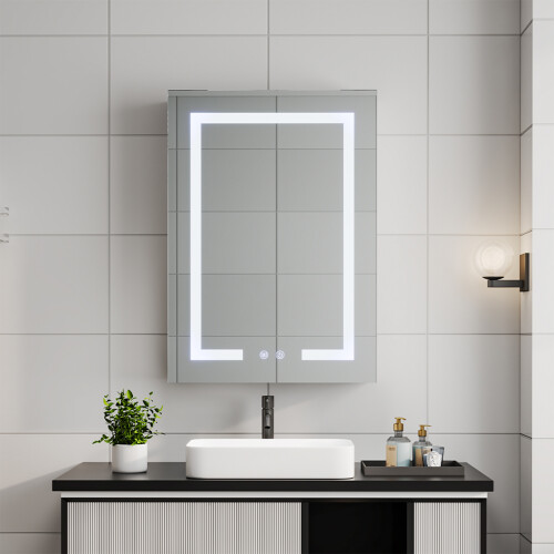 Living And Home Anti-Fog LED Mirror Cabinet with Touch Control 1