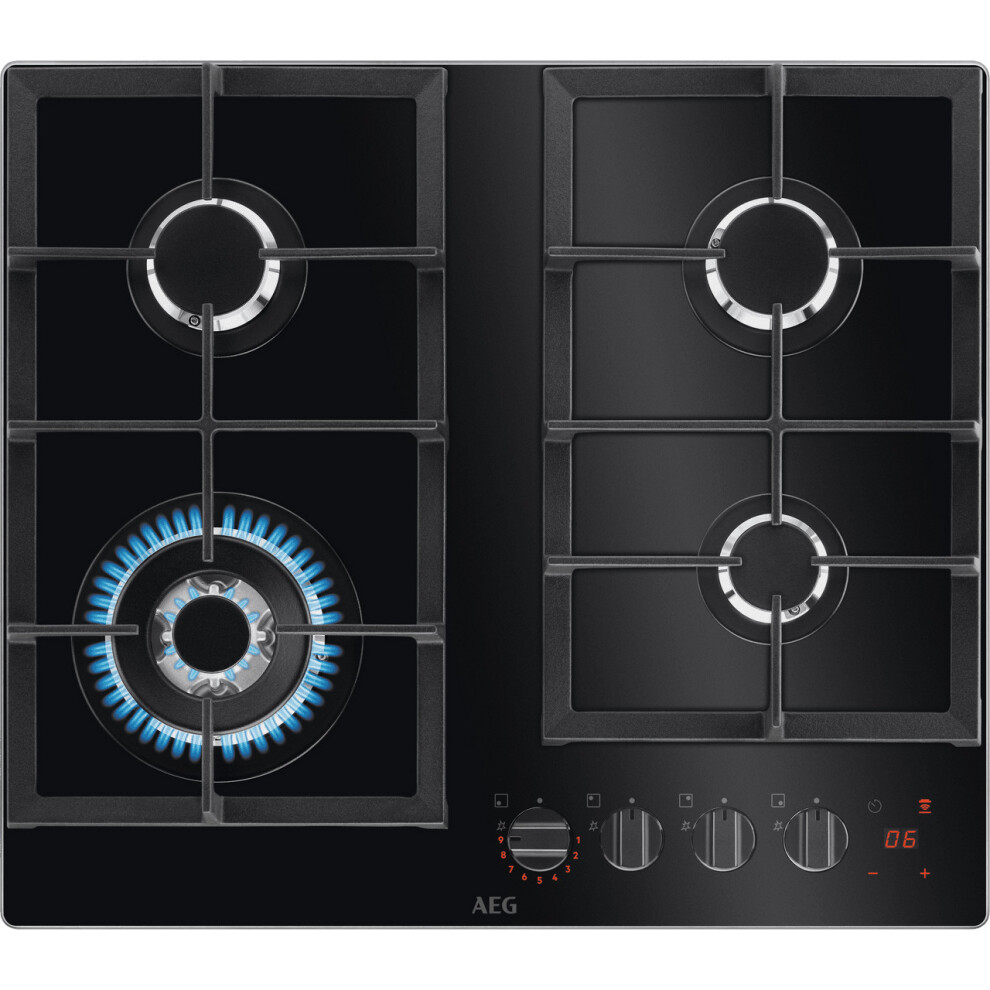 Photos - Hob AEG HKB64450NB Built In 59cm 4 Burners Black Gas  