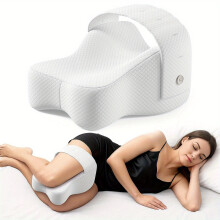 (White) Kniestütze aus Memory-Schaum für Seitenschläfer – großes Beinkissen mit verstellbaren Schultergurten – ergonomisches Beinpolster,